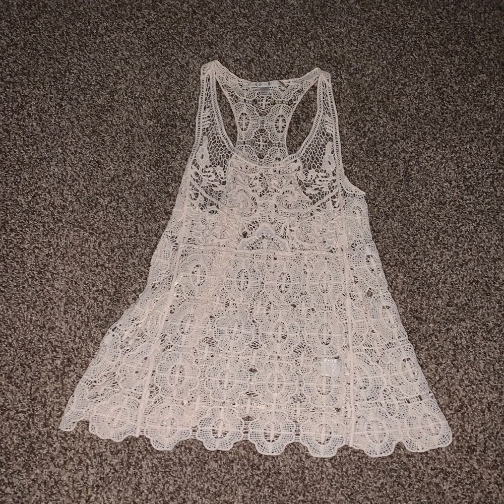 Ivory off white crocheted knit tank top